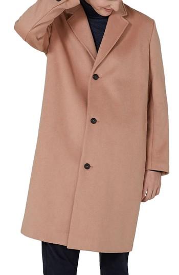 Men's Topman Oversized Single Breasted Coat - Pink