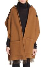 Women's Burberry Vintage Logo Wool & Cashmere Hooded Wrap, Size - Brown