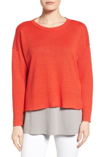 Women's Eileen Fisher Organic Linen Sweater - Red
