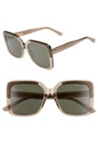 Women's Bottega Veneta 54mm Square Lens Sunglasses - Brown/ Silver