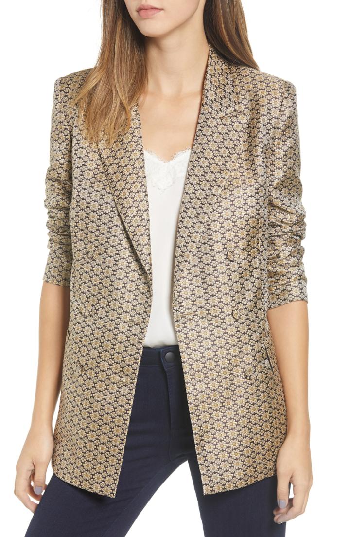 Women's Wayf Finn Metallic Daisy Double Breasted Blazer, Size - Metallic