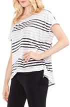 Women's Vince Camuto Extended Shoulder Block Stripe Top, Size - White