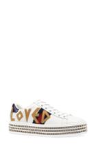 Women's Gucci New Ace Crystal Embellished Flatform Sneaker Us / 35eu - White