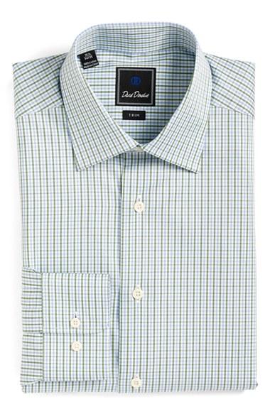 Men's David Donahue Trim Fit Check Dress Shirt 32/33 - Green