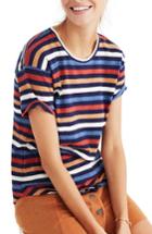 Women's Madewell Whisper Stripe Cotton Tee, Size - Blue