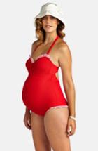Women's Pez D'or 'montego Bay' Ruffle One-piece Maternity Swimsuit - Red