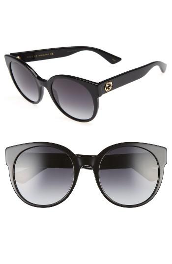 Women's Gucci 54mm Cat Eye Sunglasses - Black/ Grey