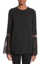 Women's Stella Mccartney Tulle Cuff Stretch Cady Blouse Us / 40 It - Black
