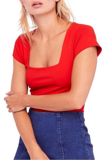Women's Free People Square Eyes Bodysuit - Red