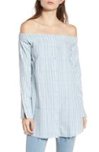 Women's Dl1961 Adelphi & Willoughby Off The Shoulder Shirt - Blue