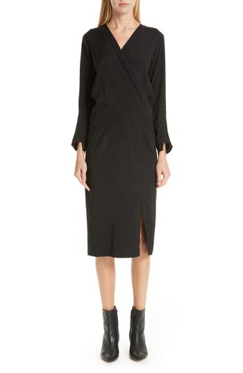 Women's Zero + Maria Cornejo Stretch Silk Faux Wrap Dress - Black