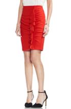 Women's Vince Camuto Front Ruffle Pencil Skirt - Red