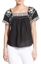 Women's Madewell Wildfield Embroidered Top, Size - Black