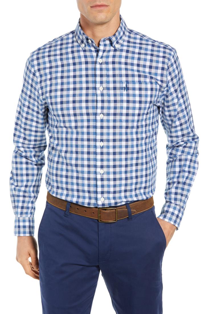 Men's Johnnie-o Arthur Fit Sport Shirt, Size Small - Blue