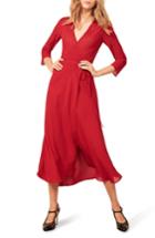 Women's Reformation Jaz Wrap Midi Dress - Red