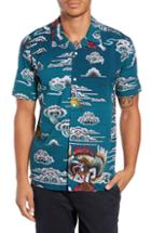 Men's Hurley Indo Short Sleeve Camp Shirt, Size - Blue
