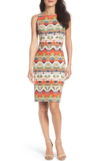 Petite Women's Maggy London Print Sheath Dress P - Orange