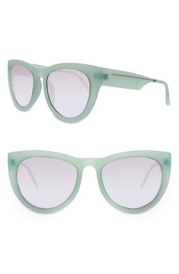 Women's Smoke X Mirrors Runaround Sue 60mm Cat Eye Sunglasses - Mint Pearl/ Silver Mirror