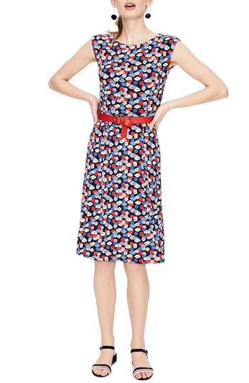 Women's Boden Marina Belted Floral Jersey Dress - Blue