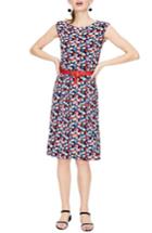 Women's Boden Marina Belted Floral Jersey Dress - Blue