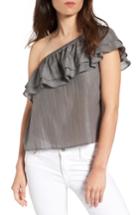 Women's Sincerely Jules Metallic One-shoulder Ruffle Top, Size - Grey