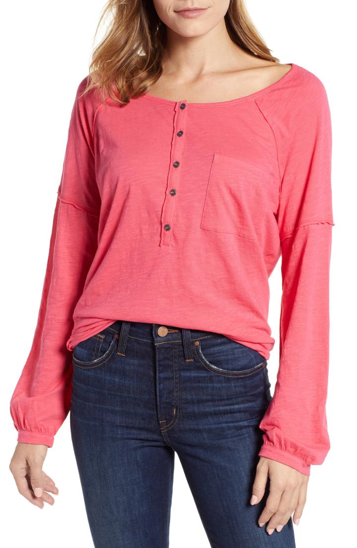 Women's Caslon Henley Tee - Pink