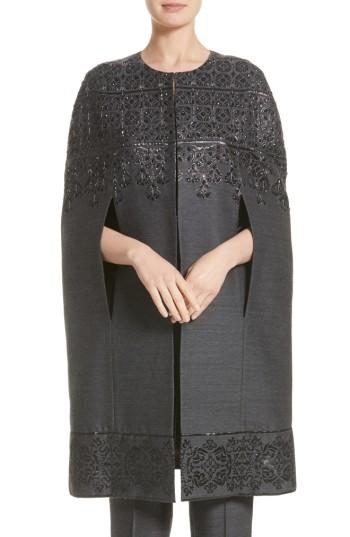 Women's St. John Collection Embellished Shavari Jacquard Cape - Black