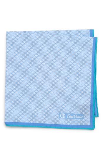 Men's David Donahue Geometric Cotton Pocket Square, Size - Blue