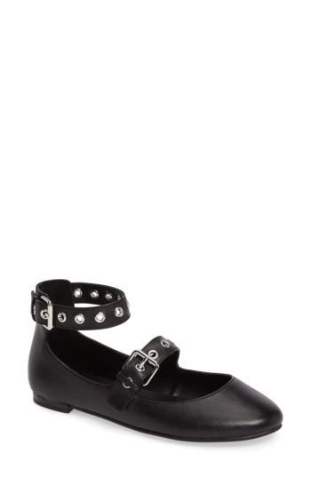 Women's Rebecca Minkoff Rachel Buckle Strap Flat .5 M - Black