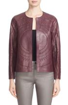 Women's Lafayette 148 New York Callia Laser Cut Lambskin Leather Jacket