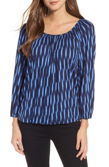 Women's Michael Michael Kors Sari Print Peasant Top - Blue