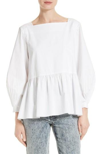 Women's Tibi Satin Poplin Peplum Top - White