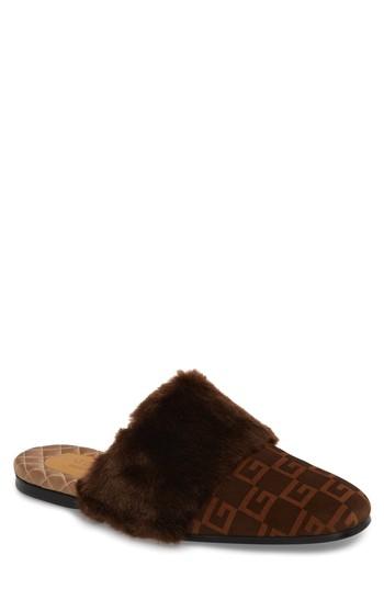 Men's Gucci Lawrence Square-g Faux Fur Slipper Us / 7uk - Brown