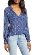 Women's Lucky Brand Printed Peasant Top - Blue