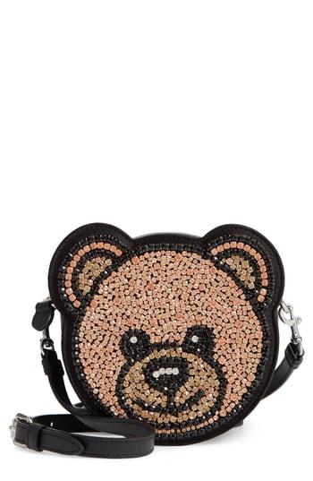 Moschino Crystal Teddy Leather Crossbody Bag - Brown