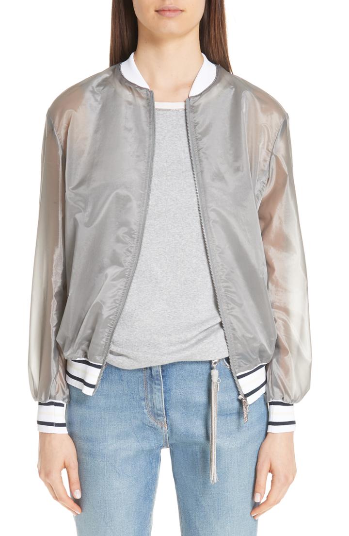 Women's Fabiana Filippi Sheer Track Jacket Us / 42 It - Grey