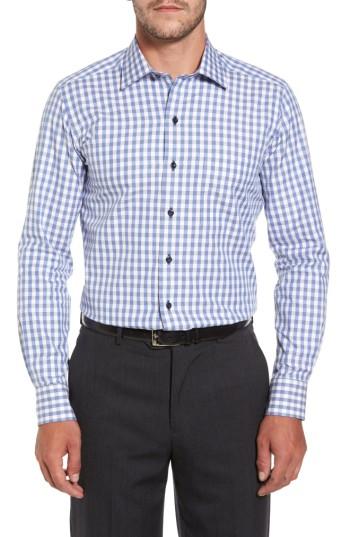 Men's David Donahue Gingham Sport Shirt - Blue