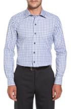 Men's David Donahue Gingham Sport Shirt - Blue