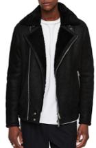 Men's Allsaints Myres Regular Fit Leather Jacket With Genuine Shearling - Black