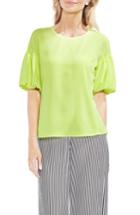 Women's Vince Camuto Bubble Sleeve Crepe Blouse, Size - Green