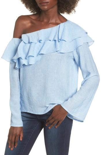 Women's Socialite Ruffle One-shoulder Top - Blue