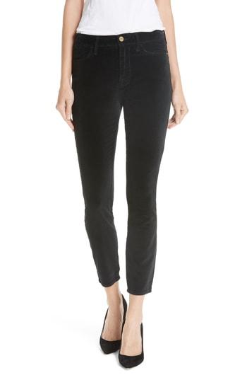 Women's Frame Velveteen High Waist Ankle Skinny Pants - Black