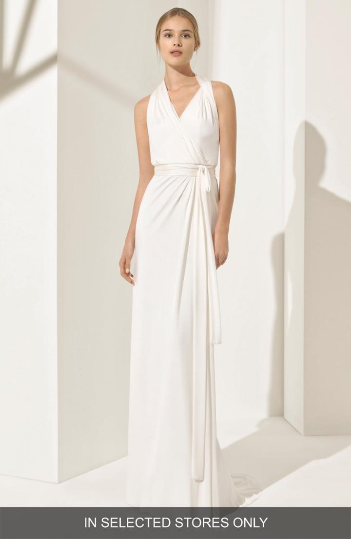 Women's Rosa Clara Couture Pamela Silk Knit Column Gown, Size - Ivory