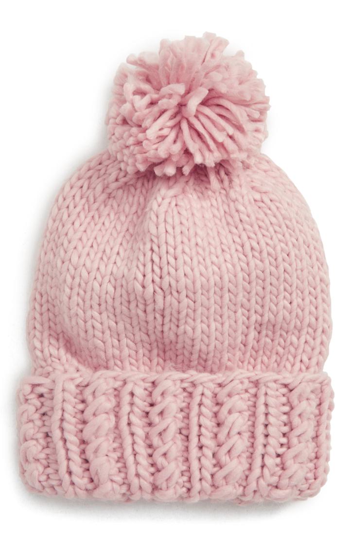Women's Bp. Chunky Knit Pompom Beanie - Pink