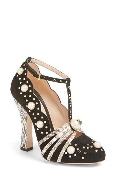 Women's Gucci Ofelia Pearly Crystal Embellished Pump