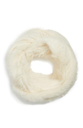 Women's Jocelyn Solid Genuine Rabbit Infinity Scarf, Size - Ivory
