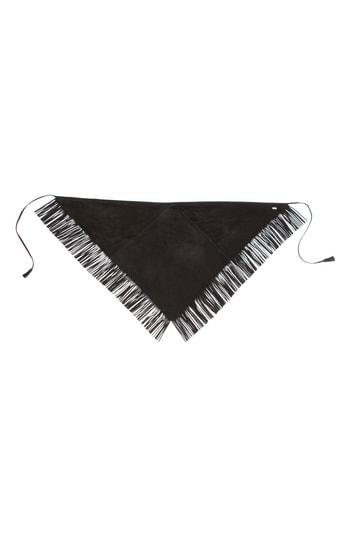 Women's Saint Laurent Fringed Suede Triangle Scarf