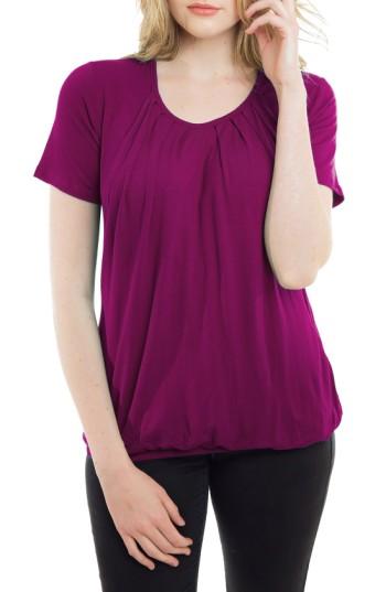Women's Nurture-elle Pleated Short Sleeve Nursing Top - Purple