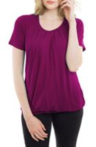 Women's Nurture-elle Pleated Short Sleeve Nursing Top - Purple