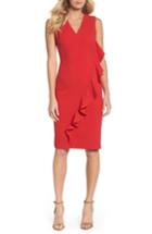 Petite Women's Vince Camuto Ruffle Sheath Dress P - Red